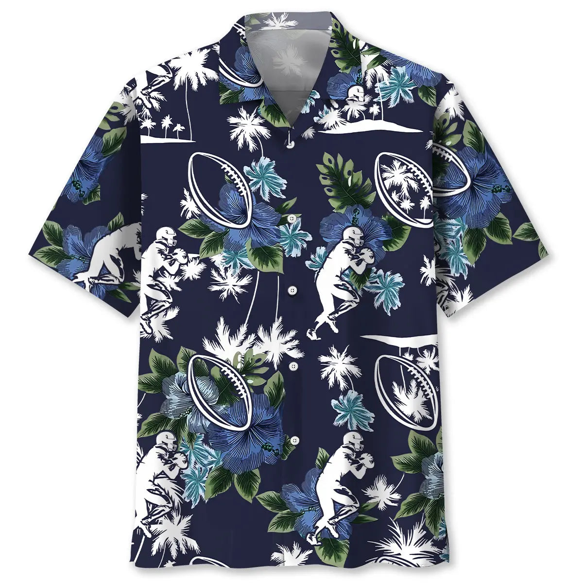 Hawaiian Shirt / Adults / S American Football Blue Nature Hawaiian Shirt