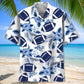 American Football Hawaiian Shirt Blue