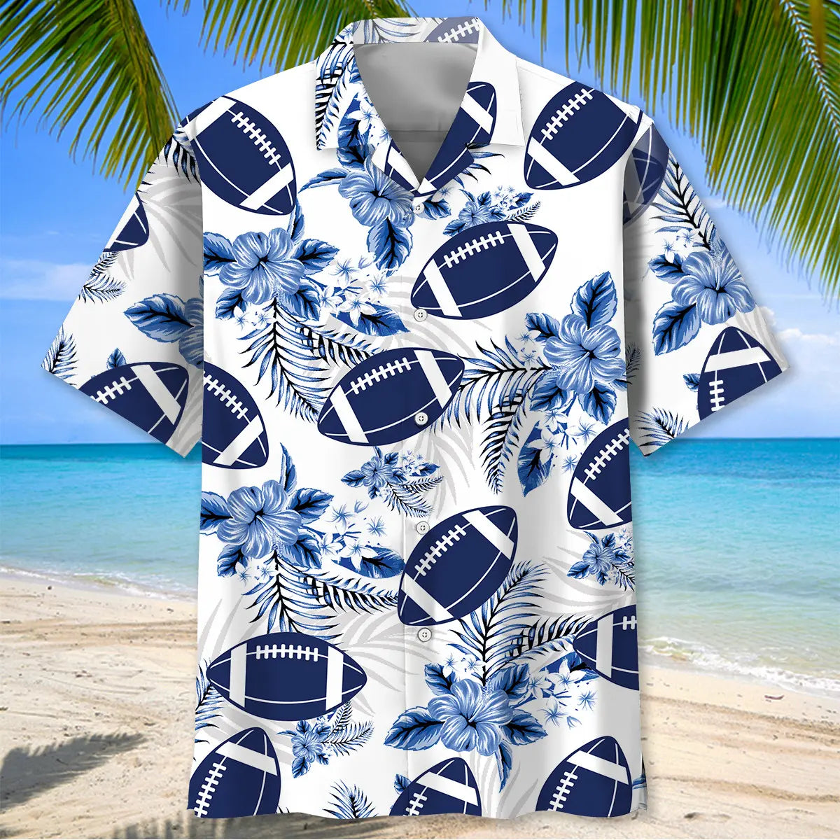 American Football Hawaiian Shirt Blue