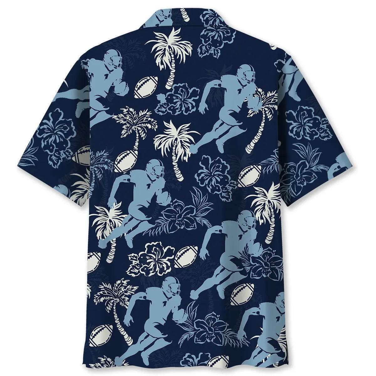 American Football Hibiscus Blue Hawaiian Shirt
