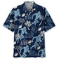 Hawaiian Shirt / Adults / S American Football Hibiscus Blue Hawaiian Shirt