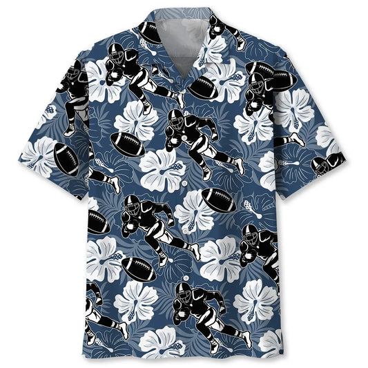 Hawaiian Shirt / Adults / S American Football Hibiscus Hawaiian Shirt