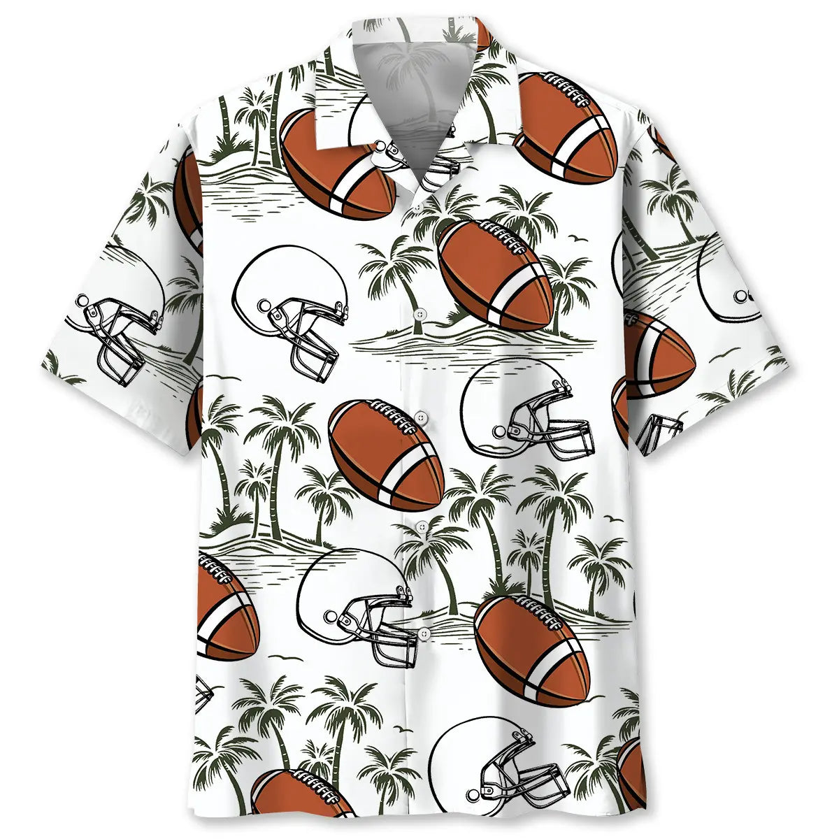 Hawaiian Shirt / Adults / S American Football Palm Tree Hawaiian Shirt
