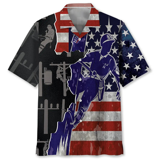 Hawaiian Shirt / Adults / S American Lineman Proud Hawaiian Shirt