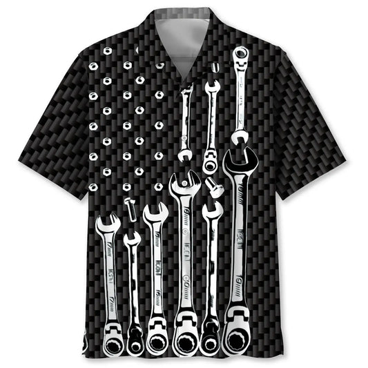 Hawaiian Shirt / Adults / S American Mechanic Black And White Hawaiian Shirt