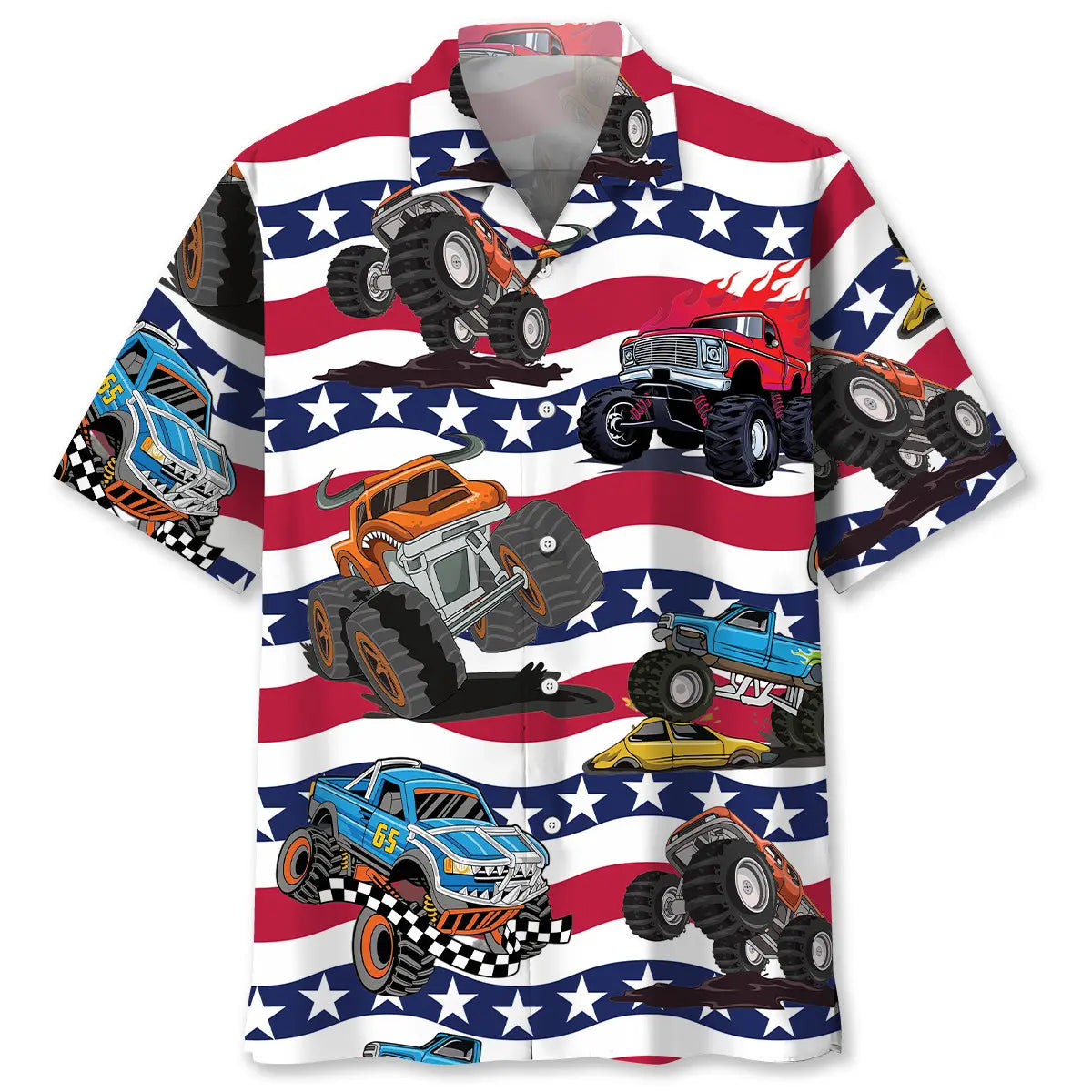 Hawaiian Shirt / Adults / S American Monster Truck Hawaiian Shirt