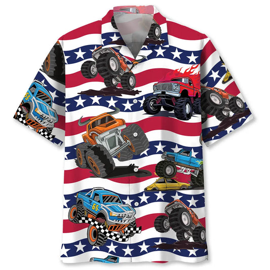 Hawaiian Shirt / Adults / S American Monster Truck Hawaiian Shirt
