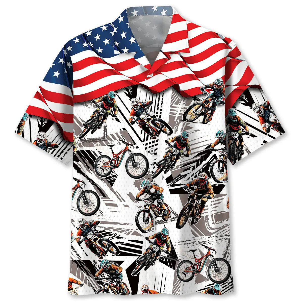 Hawaiian Shirt / Adults / S American Mountain Bike Hawaiian Shirt