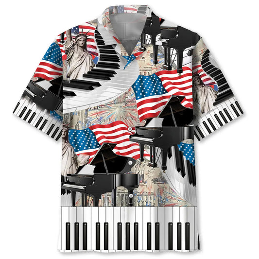 Hawaiian Shirt / Adults / S American Piano Patriotic Hawaiian Shirt