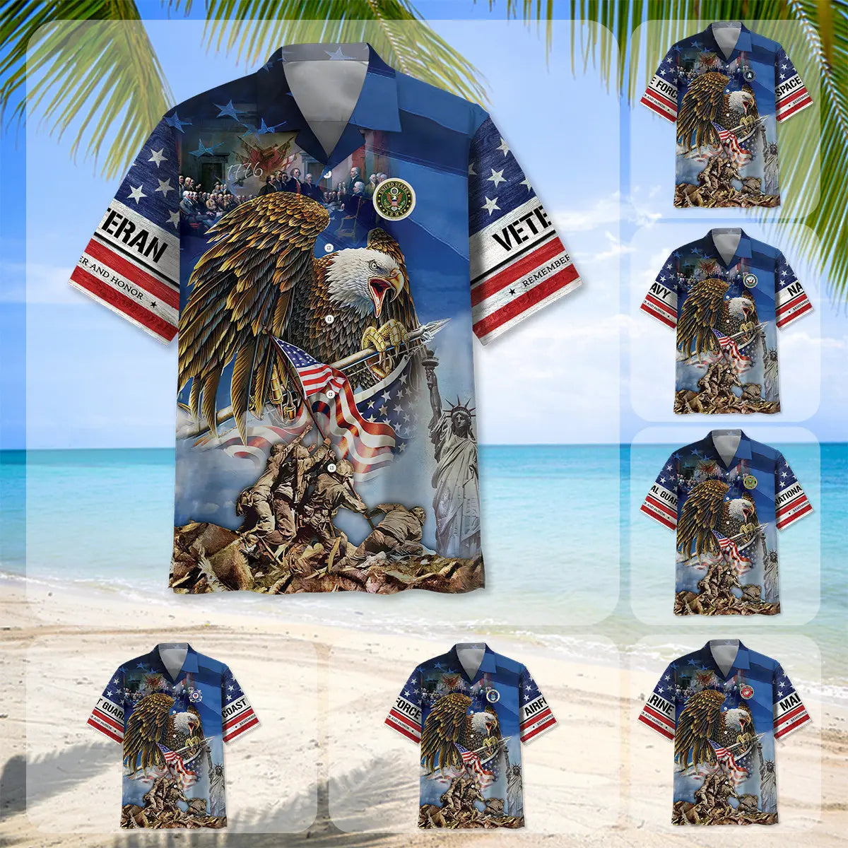 Hawaiian Shirt / Adults / S American Pride US Veterans Hawaiian Shirt