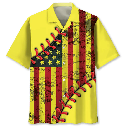 Hawaiian Shirt / Adults / S American Softball Hawaiian Shirt