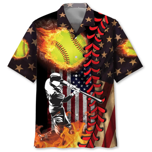 Hawaiian Shirt / Adults / S American Softball Hawaiian Shirt