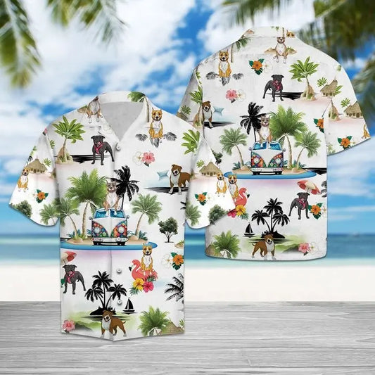 Hawaiian Shirt / Adults / S American Staffordshire Terrier Vacation Hawaiian Shirt Summer Button Up