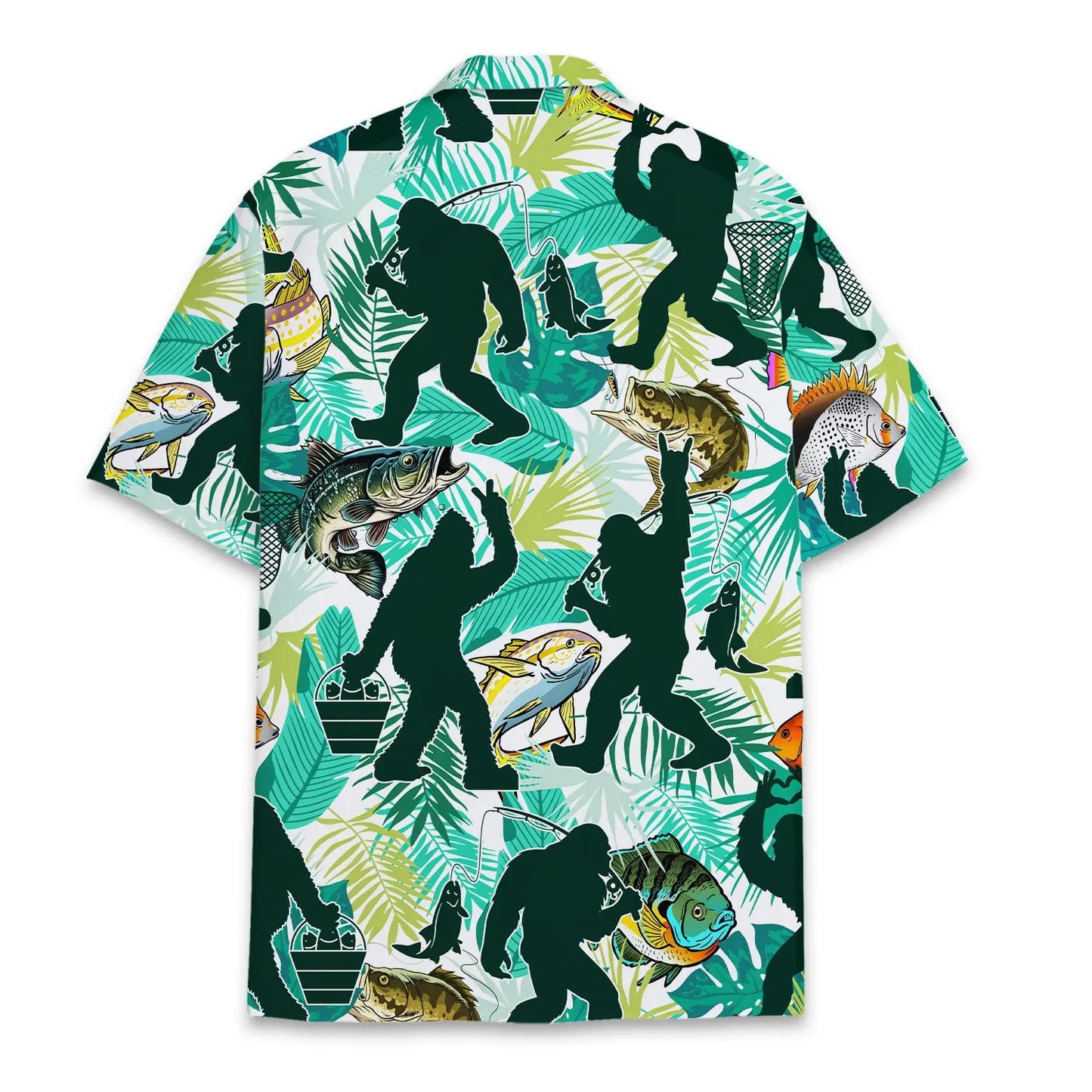 Bigfoot Fishing Sasquatch Unisex Hawaiian Shirt Aloha Shirt
