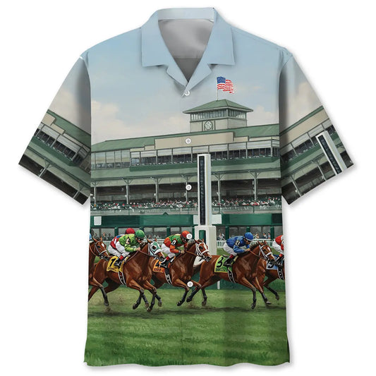 Hawaiian Shirt / Adults / S Antique Horse Racing Hawaiian Shirt