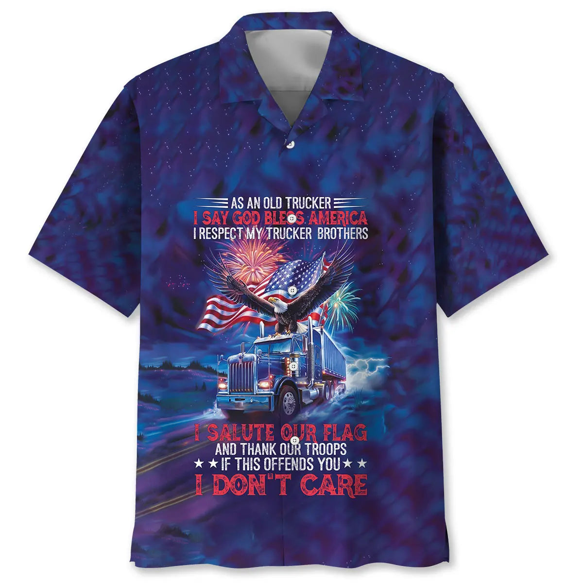 Hawaiian Shirt / Adults / S As An Old Trucker I Say God Bless America Hawaiian Shirt