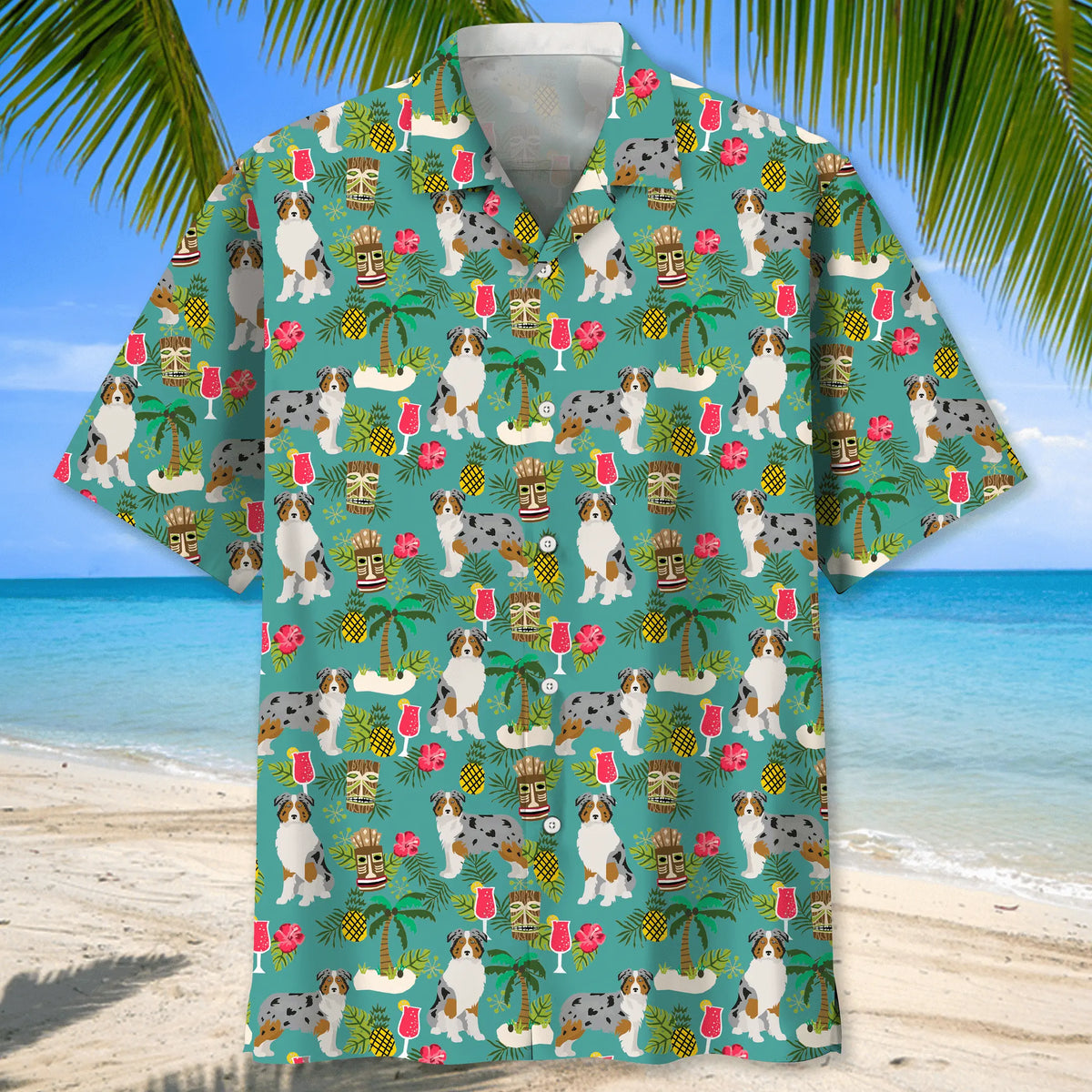 Australian Shepherd Hawaiian Beach Hawaiian Shirt