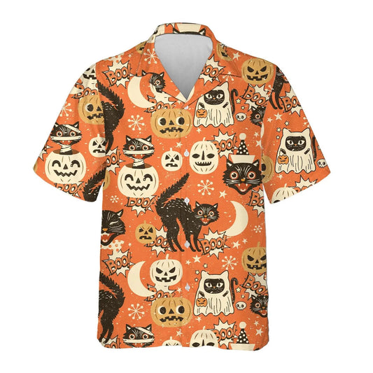 Hawaiian Shirt / Adults / S Halloween Pumpkin Cat Unisex Hawaiian Shirt Aloha Shirt