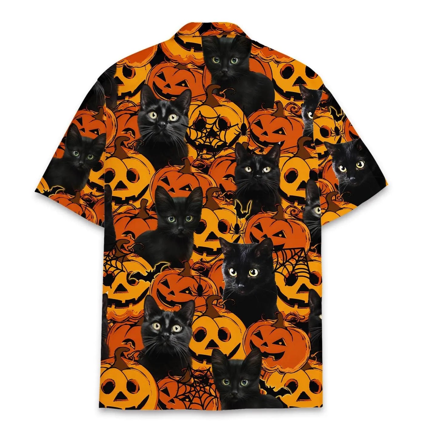 Halloween Black Cat Unisex Hawaiian Shirt Aloha Shirt