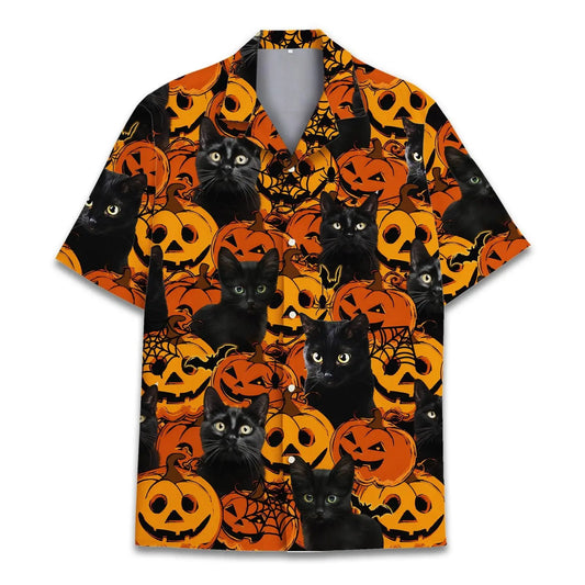 Hawaiian Shirt / Adults / S Halloween Black Cat Unisex Hawaiian Shirt Aloha Shirt