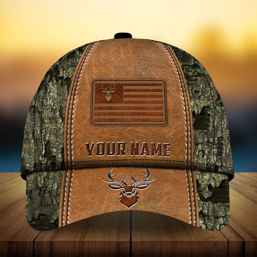 Premium Deer Hunting Leather Personalized – Classic Cap