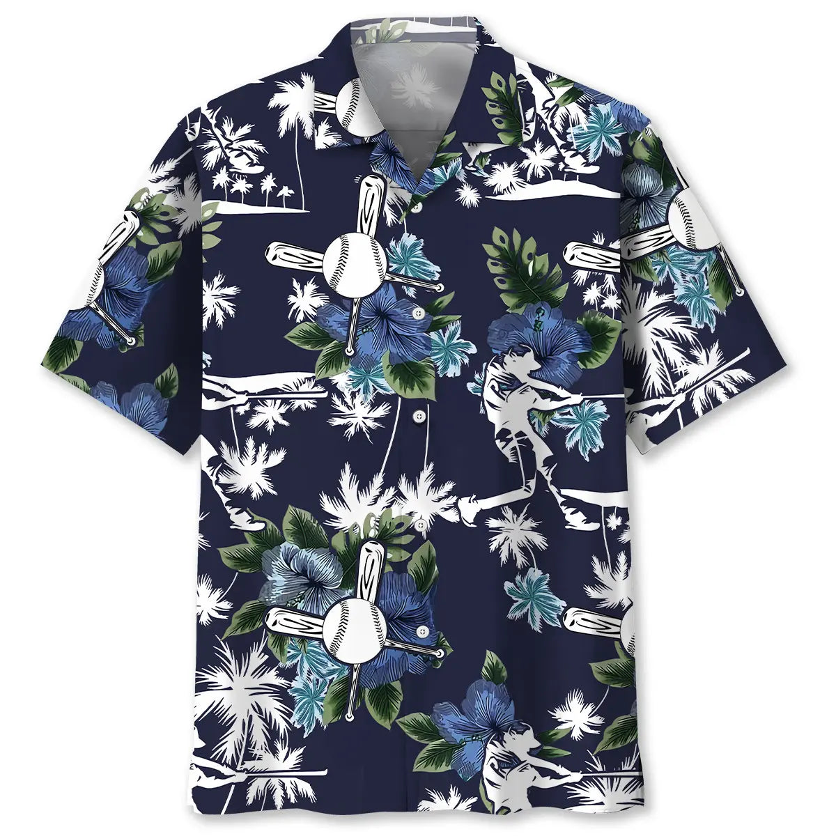 Hawaiian Shirt / Adults / S Baseball Blue Nature Hawaiian Shirt