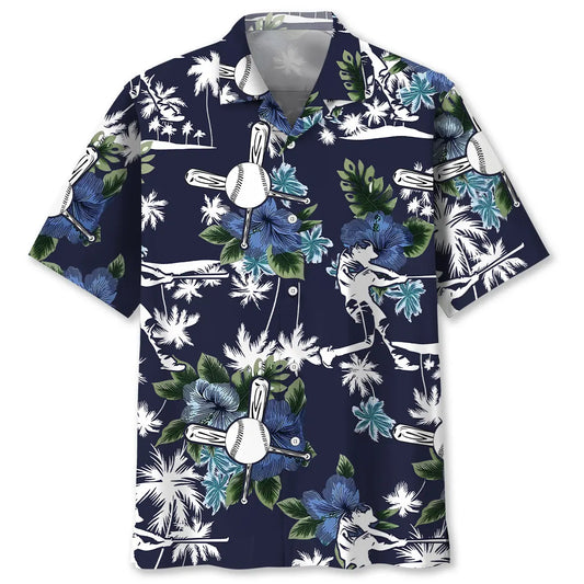 Hawaiian Shirt / Adults / S Baseball Blue Nature Hawaiian Shirt