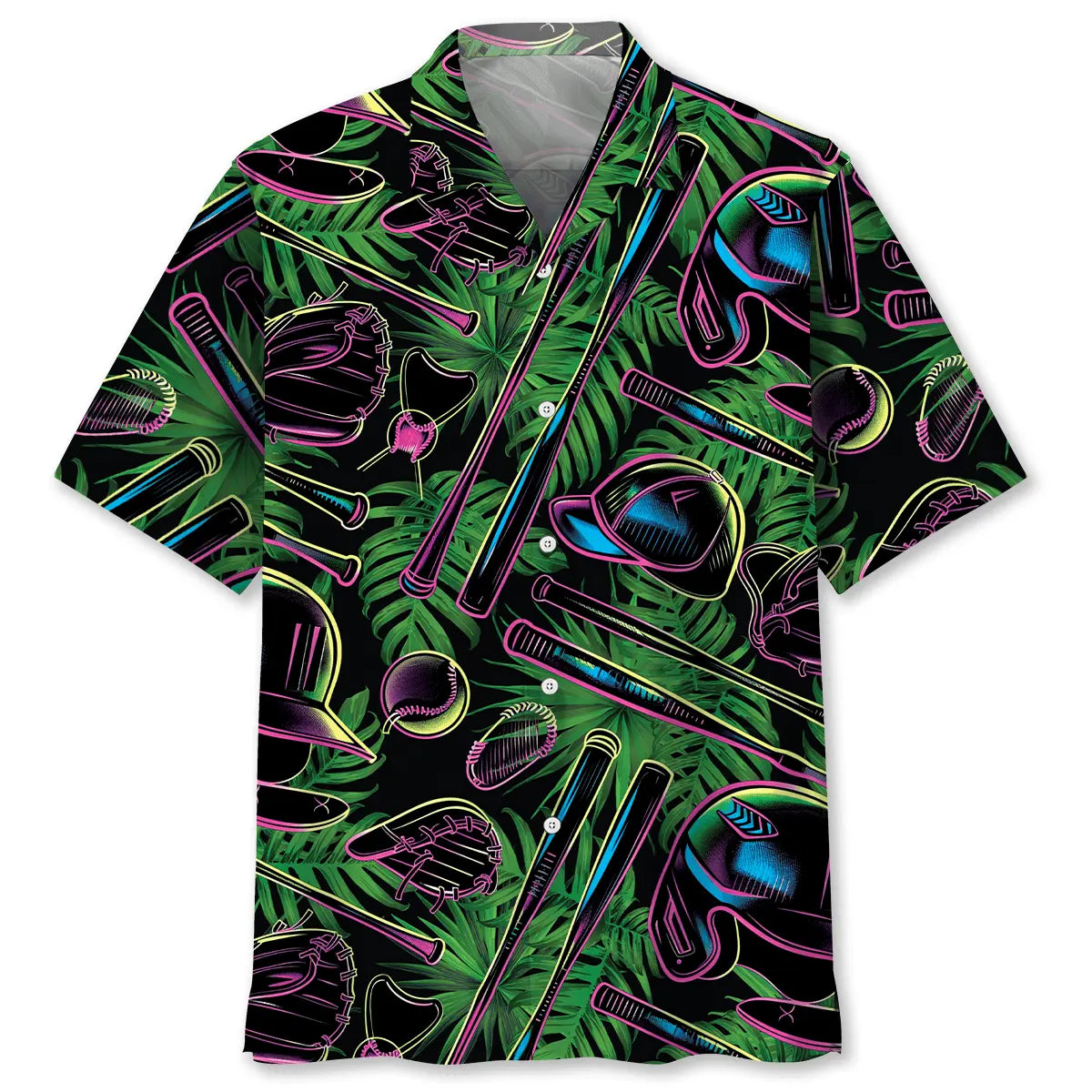 Hawaiian Shirt / Adults / S Baseball Neon Tropical Hawaiian Shirt