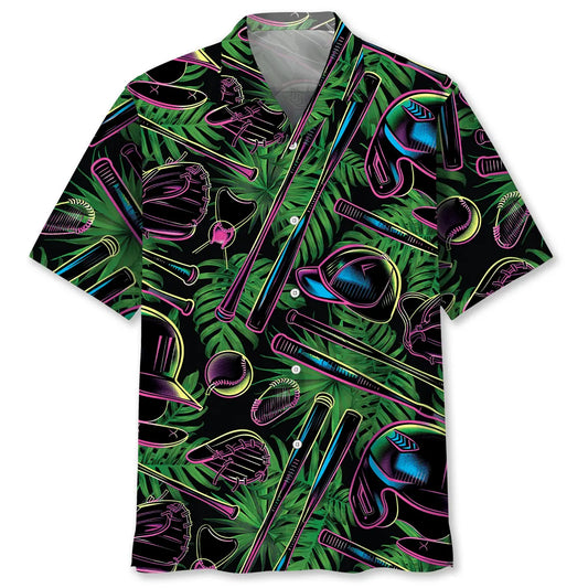 Hawaiian Shirt / Adults / S Baseball Neon Tropical Hawaiian Shirt