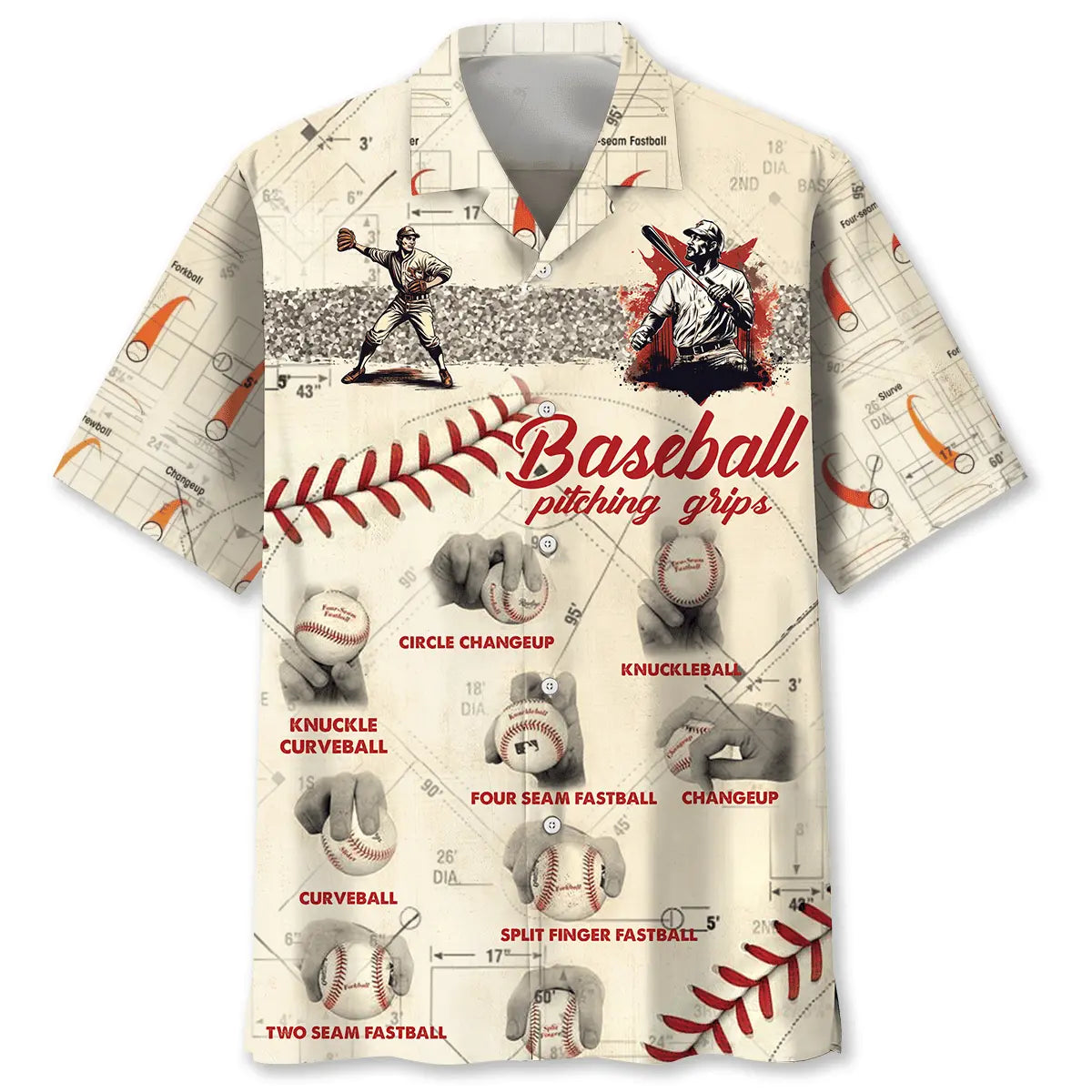 Hawaiian Shirt / Adults / S Baseball Pitching Grips Hawaiian Shirt