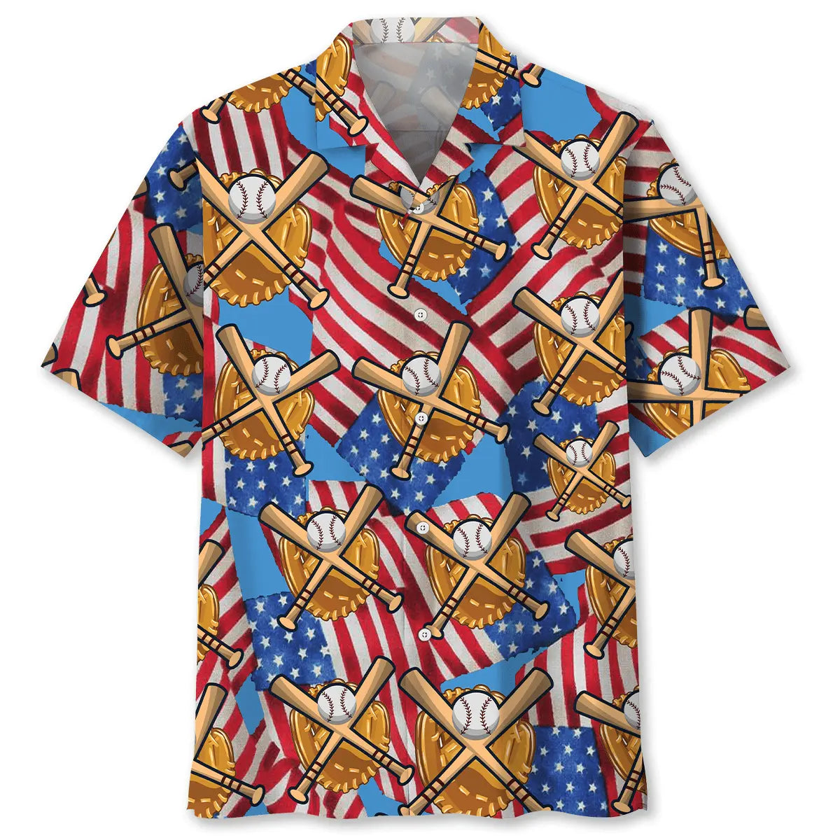 Hawaiian Shirt / Adults / S Baseball USA Hawaiian Shirt