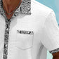 Basic Ethnic Pattern Patchwork Printed Men's Seersucker Stretch Hawaiian Shirt