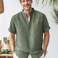 Basic Solid Color Stand Collar Hawaiian Shirt