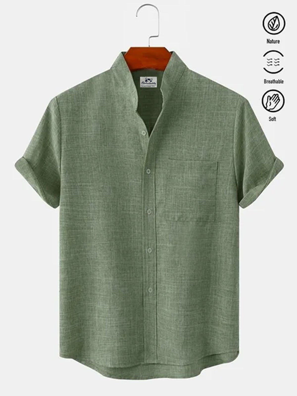 Hawaiian Shirt / Adults / S Basic Solid Color Stand Collar Hawaiian Shirt