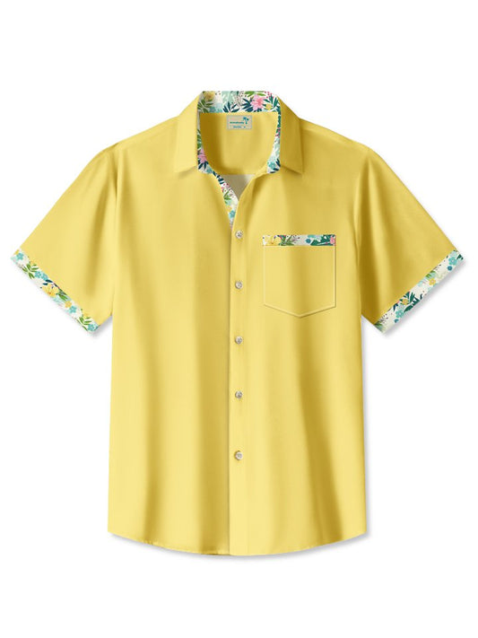 Hawaiian Shirt / Adults / S Basic Solid Color Summer Hawaiian Flower Color Block Hawaiian Shirt