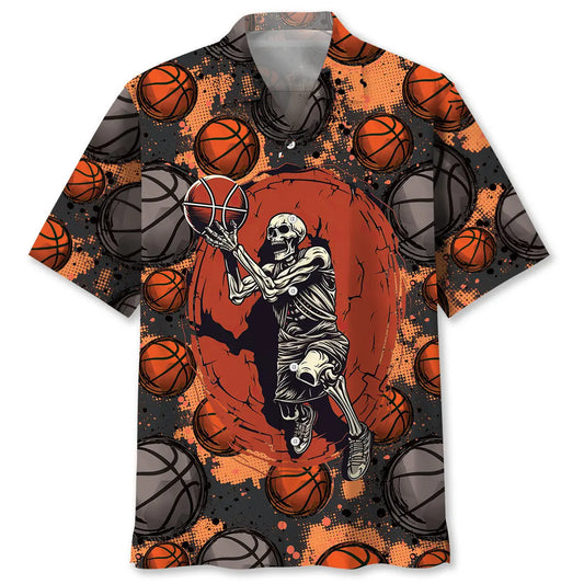 Hawaiian Shirt / Adults / S Basketball Skull Hawaiian Shirt