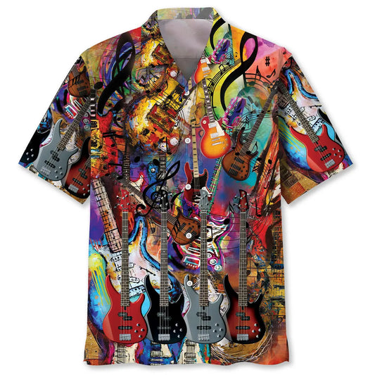 Hawaiian Shirt / Adults / S Bass Guitar Art Hawaiian Shirt Men