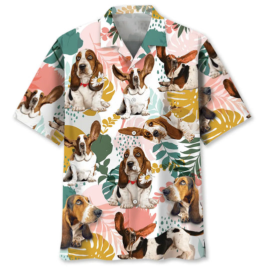 Hawaiian Shirt / Adults / S Basset Hound Tropical Hawaiian Shirt