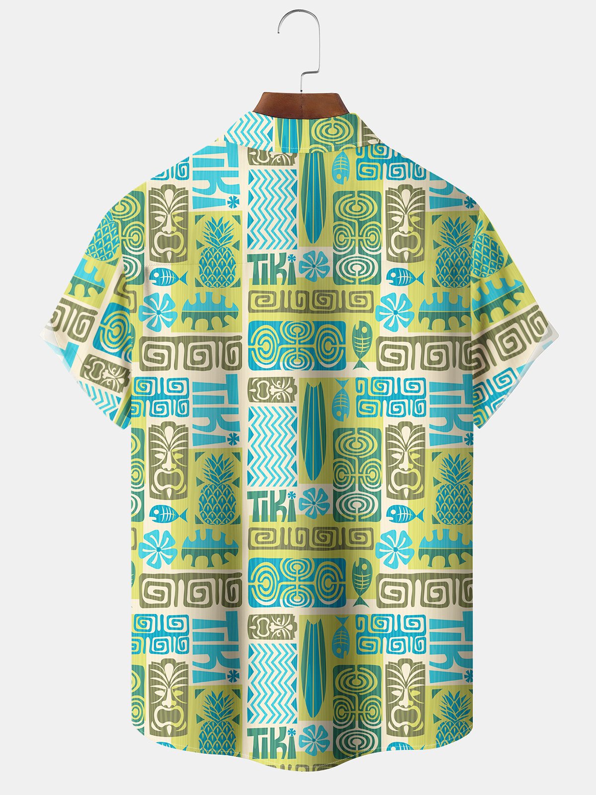 Beach Hawaii Vintage Tiki Coconut Tree Vacation Aloha Hawaiian Shirt
