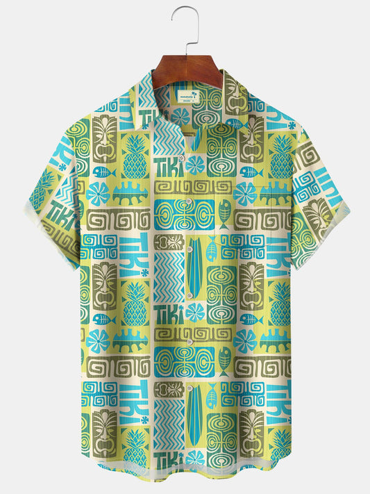 Hawaiian Shirt / Adults / S Beach Hawaii Vintage Tiki Coconut Tree Vacation Aloha Hawaiian Shirt