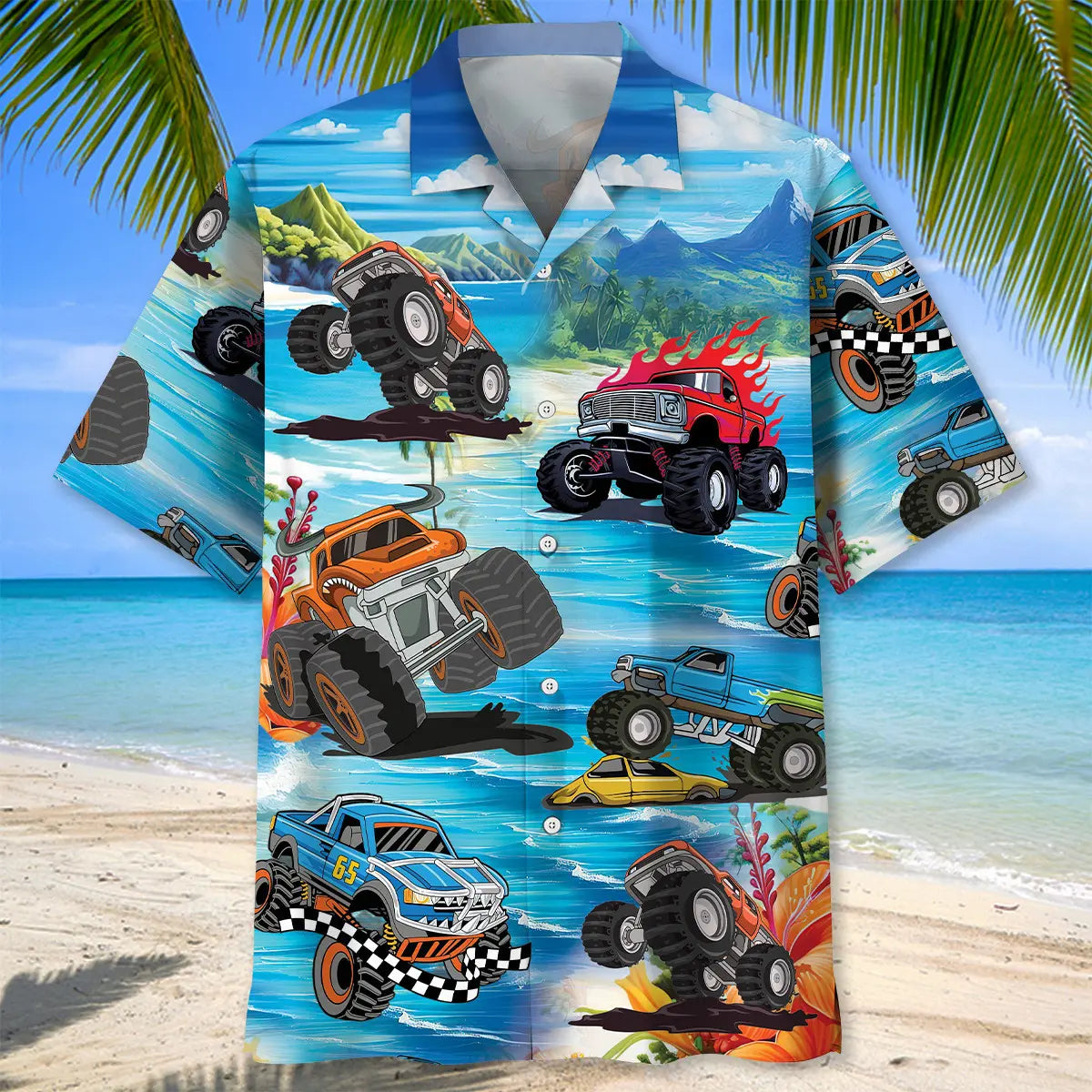 Beach Monster Truck Hawaiian Shirt