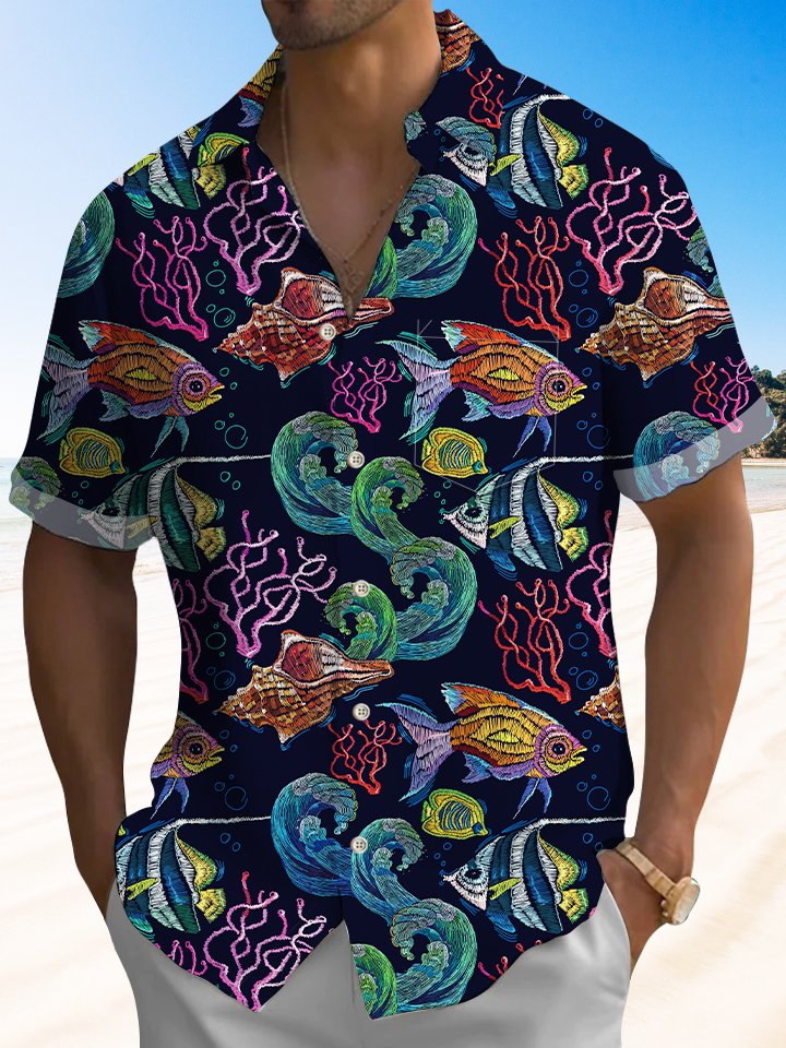 Beach Sea Life Tropical Fish Aquatic Plants Hawaiian Aloha Hawaiian Shirt