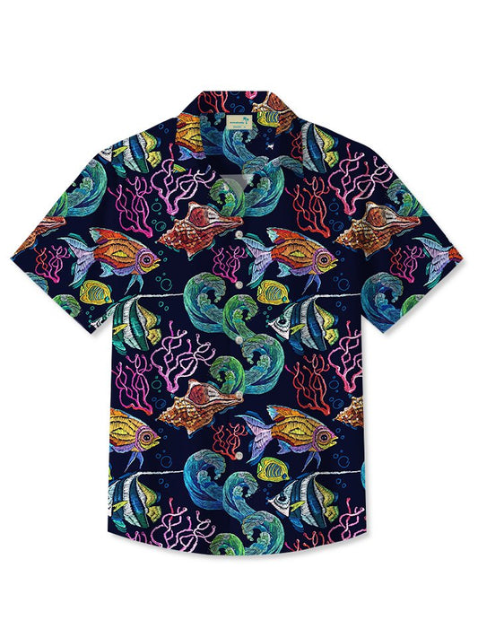 Hawaiian Shirt / Adults / S Beach Sea Life Tropical Fish Aquatic Plants Hawaiian Aloha Hawaiian Shirt