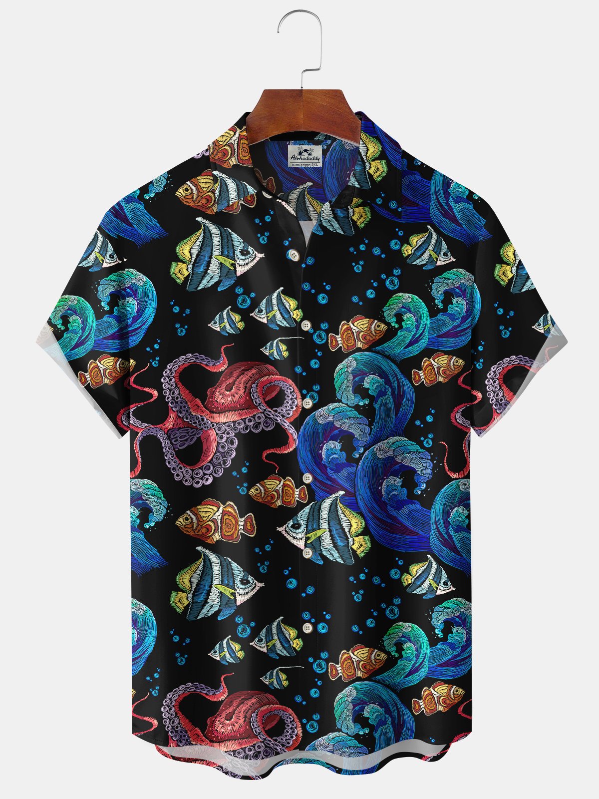 Hawaiian Shirt / Adults / S Beach Vacation Sea Life Octopus Tropical Fish Hawaiian Aloha Hawaiian Shirt