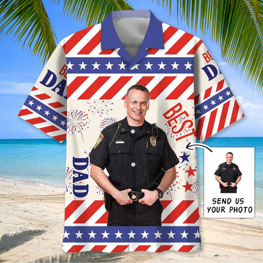 Hawaiian Shirt / Adults / S Best Dad Police Custom Photo Hawaiian Shirt