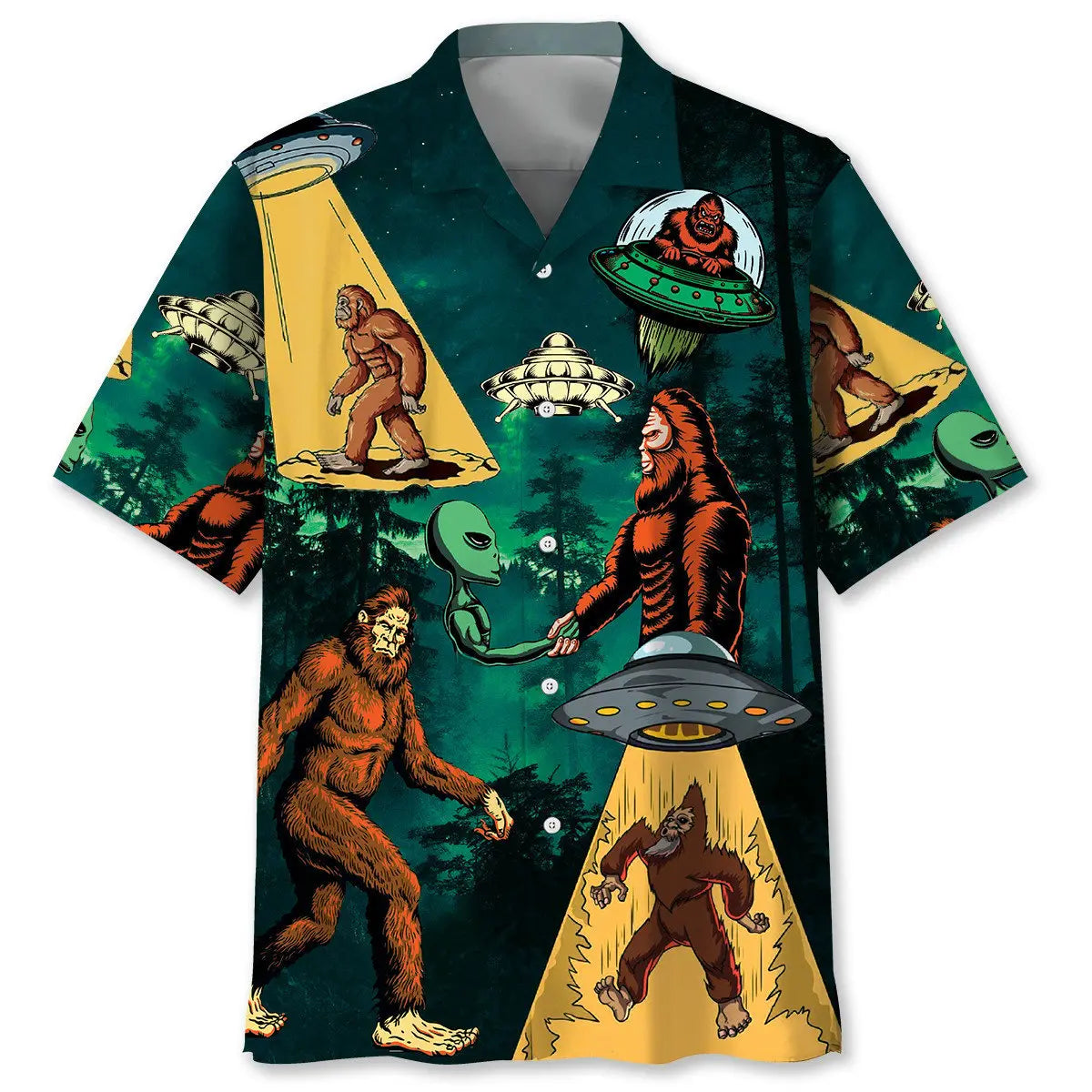 Hawaiian Shirt / Adults / S Bigfoot and Alien Alliance Hawaiian Shirt