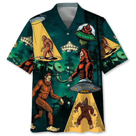 Hawaiian Shirt / Adults / S Bigfoot and Alien Alliance Hawaiian Shirt