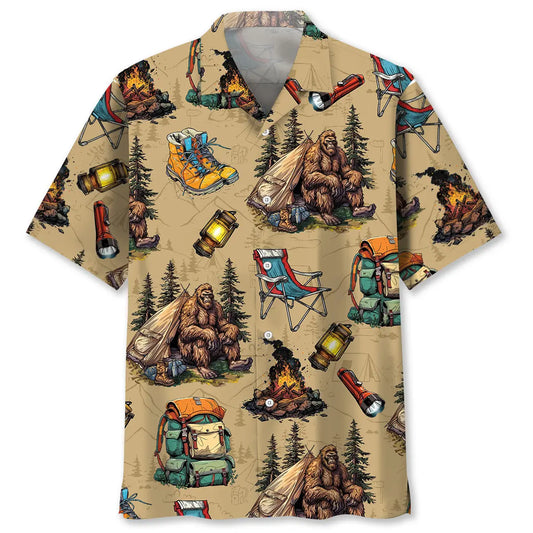 Hawaiian Shirt / Adults / S Bigfoot Camping Vintage Hawaiian Shirt
