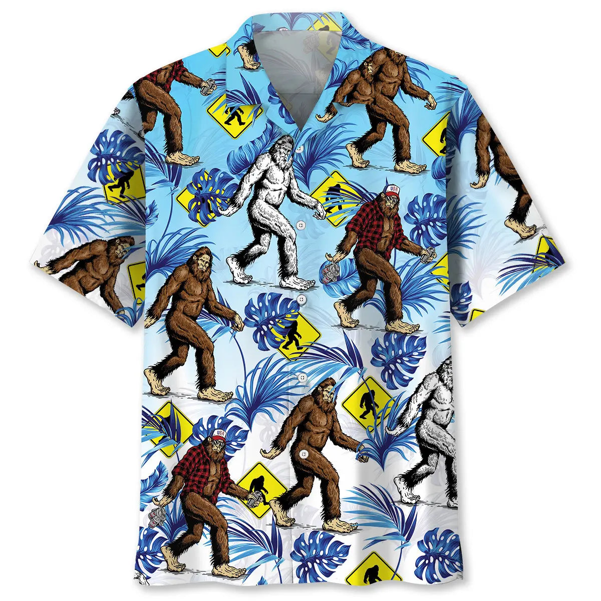 Hawaiian Shirt / Adults / S Bigfoot Crossing Road Hawaiian Shirt