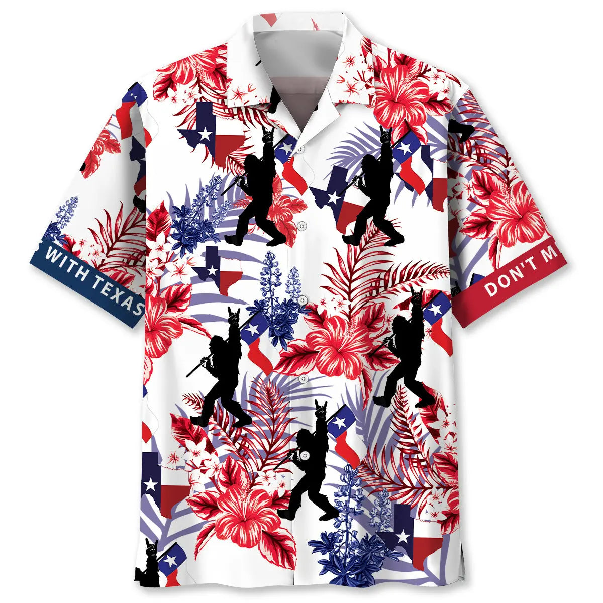 Hawaiian Shirt / Adults / S Bigfoot Don't Mess With Texas Hawaiian Shirt